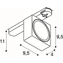 SLV 3-phase spot EURO CUBE 2 M DALI flat, square, DALI controllable, cardanic IP20, black, white dimmable