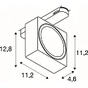 3-phase spot EURO CUBE 2 L PHASE flat, square, UGR < 19, cardanic IP20, black, white dimmable