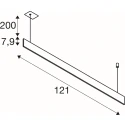 SLV pendant luminaire LINIUS 120 PD PHASE RECESSED built-in version IP20, black dimmable