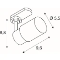 SLV 3-phase spot PURI 2.0 TUBE 3PH SET  set of 1, with lamp socket GU10 IP20, white dimmable
