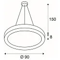 LED Pendant luminaire MEDO RING 90 LED, 58W, 105°, 3000K, black
