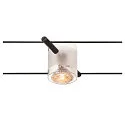 COMET, Wire luminaire for TENSEO low-voltage wire system, QR-C51, partly satinated glass, black