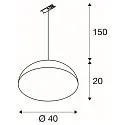 SLV Pendant luminaire FORCHINI M E27 40W for 1-Phase track, black / gold