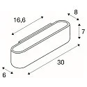 Wall luminaire OSSA R7s 300, oval, R7s 118mm, max. 120W, up/down, black