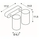 Wall-/Ceiling spot  ENOLA B DOUBLE SPOT, 2-heads, 2x GU10 QPAR51,  rotatable, swivelling, aluminium, black