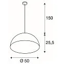 SLV Pendant luminaire  FORCHINI M PD-1 50 cm, black / gold
