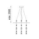 ACB pendant suspension LISBOA 80 - ON-OFF / TRIAC - 250CM 3-fold, white matt