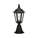 Pedestal luminiare Country style Type No. 0541, IP23, height 53cm, E27 QA55 max.57W, cast alu / cathedral glass, black