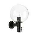 Outdoor Wall luminaire Type No. 0639 with motion sensor (Type No. 0641), glass ball Ø 25cm, E27, black matt / crystal glass