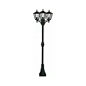 Mast light Country style modern 3 flames Type No. 2046, IP44, 207cm, 3x E27 QA55 max. 57W, cast alu / clear, black matt