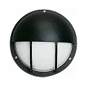 Outdoor Wall luminaire Type No. 6034, IP44, Ø 25cm, E27 QA55 max. 57W, cast alu / opal glass, black matt