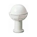 Pedestal luminaire Type No. 0520, with ball shade Ø 23cm, IP44, height 40cm, E27 QA55 max. 57W, cast alu / opal glass, white