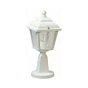 Pedestal luminaire Country style double dome square, Type No. 0536, 44cm, IP44, E27, cast alu / hollow glass clear, white
