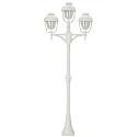 Mast light Country style double dome 2 Type No. 2041, 3 flames, height 209cm, IP44, 3x E27, cast alu / bubble glass, white