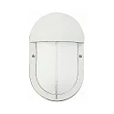 Outdoor Wall and Ceiling luminaire Type No. 6031, oval, partial cover, IP44, E27 QA55 max. 57W, cast alu / glass, white matt