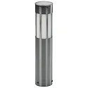 Pedestal luminaire Type No. 05059, IP44, height 50cm, E27 QA55 max. 57W, stainless steel / opal glass