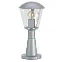 Pedestal luminaire Type No. 0554, IP54 IK08, 40.5cm, E27 QA55 max. 57W, Aluminium / plastic clear, impact resistant, silver