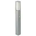 Bollard light Type No. 2066 with motion detector 90°, IP44, 90cm, E27 max. 20W (LED), cast alu / opal glass, silver matt