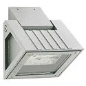 Outdoor LED Floodlight Type No. 2410, IP54, 16W 3000K 1600lm, swiveling, dimmable, cast alu / borosilicate glass, silver
