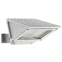 Outdoor LED Floodlight Type No. 2411, IP54, 32W 3000K 3200lm, swiveling, dimmable, cast alu / glass, silver matt