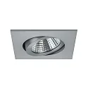 Recessed LED spot, IP20, square, 8.2 x 8.2cm, Plug&Play 350mA, 7W 2700K 740lm 38°, swivelling 30°, matt alu