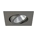 Brumberg Recessed LED spot, IP20, square, 8.2 x 8.2cm, Plug&Play 350mA, 7W 2700K 740lm 38°, swivelling 30°, matt titanium