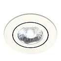 Recessed LED spot DISC with lens optics, IP44, Ø 8.2cm, Plug&Play 350mA, swivelling 30°, 6W 3000K 670lm 38°, white