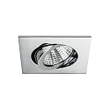Recessed LED spot, IP20, square, 8.2 x 8.2cm, Plug&Play 350mA, 7W 3000K 740lm 38°, swivelling 30°, chrome