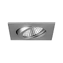 Brumberg Recessed outdoor LED spot set, IP65, square, 230V AC, 6W 3000K 650lm 38°, swivelling, matt alu