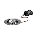 Recessed LED spot, IP20, round, 230V AC, 6W 3000K 640lm 38°, swivelling 20°, chrome