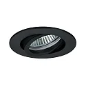 Recessed LED spot, IP20, round, 230V AC, 6W 3000K 640lm 38°, swivelling 20°, black