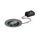 Recessed LED spot, IP20, round, 230V AC, 6W 3000K 640lm 38°, swivelling 20°, matt titanium