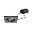 Recessed LED spot, IP20, square, 230V AC, 6W 3000K 640lm 38°, swivelling 20°, matt titanium
