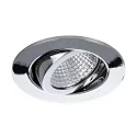 Brumberg Recessed LED spot set SEVEN-R incl. converter, IP20, round, 230V, 7W 2700K 740lm 38°, swivelling 30°, chrome
