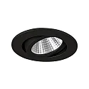 Brumberg Recessed LED spot set incl. converter, IP20, round, 230V, 7W 3000K 740lm 38°, swivelling 30°, dimmable, black