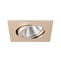 Brumberg Recessed LED spot set incl. converter, IP20, square, 230V, 7W 3000K 740lm 38°, swivelling 30°, dimmable, matt champaign