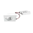 Recessed LED spot set dim2warm incl. converter, IP20, square, 230V, 6W 1800-3000K 460lm 38°, swivelling 30°, white