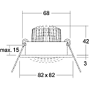 recessed spotlight TIRREL-S LED DIM CONNECTION-BOX square, swivelling, for VDU workstation, DALI controllable IP20, glossy