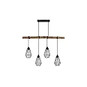 pendant luminaire RUTILUS 4 flames E27 IP20, wood dimmable