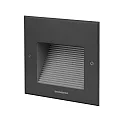 Brumberg Recessed outdoor LED wall luminaire, IP65, square, H/B 16/16cm, 230V, 2W 3000K 100lm, structured black