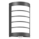 Outdoor wall luminaire 16/1 with motion detector, IP44, E27, stainless steel / opal glass, anthracite