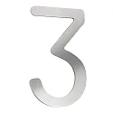 House number 3 from brushed stainless steel, height 16cm