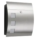 Curved post box from stainless steel and opal glass, IP44, height 40cm, brushed