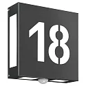 Outdoor wall luminaire AQUA LEGENDO with sensor, 2 digits (cut out), IP44, E27, stainless steel, anthracite