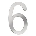 House number 6  from brushed stainless steel, height 16cm