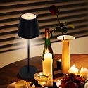 CMD Creative Metalldesign battery table lamp with USB connection IP44, powder coated, black matt dimmable