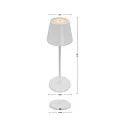 CMD Creative Metalldesign battery table lamp with USB connection IP44, powder coated, white matt dimmable