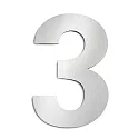 House number 3 from brushed stainless steel, height 25cm