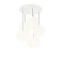 pendant luminaire ACAI 21 5 flames, round E27 IP20, mat, opal white dimmable