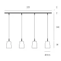 Casablanca pendant luminaire MESA 4 flames E27 IP20, mat, opal white dimmable